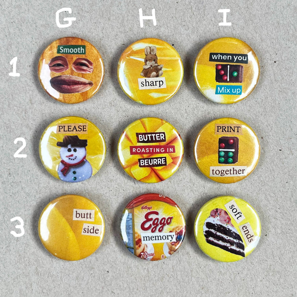 Collage Buttons 1 inch Handmade Original Pinback Buttons