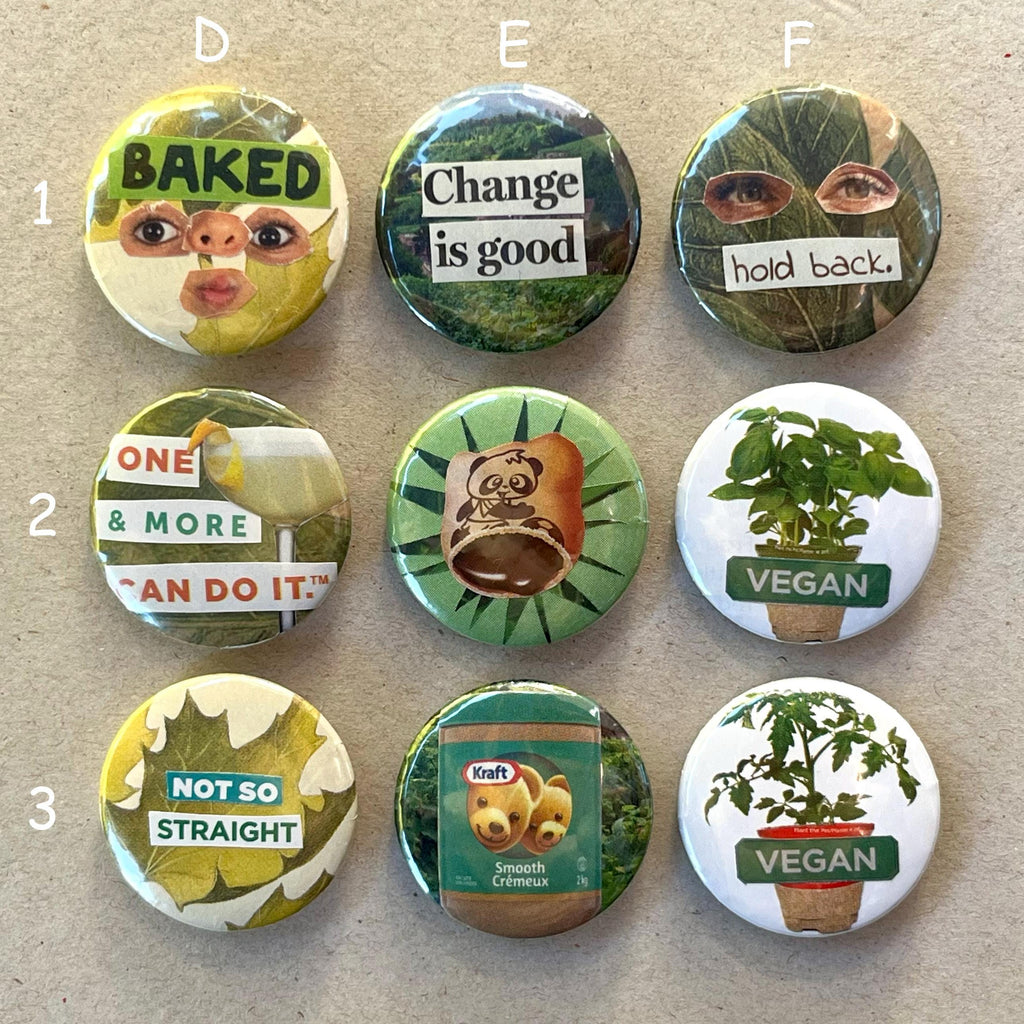 Collage Buttons 1.25 inch Handmade Original Pinback Buttons