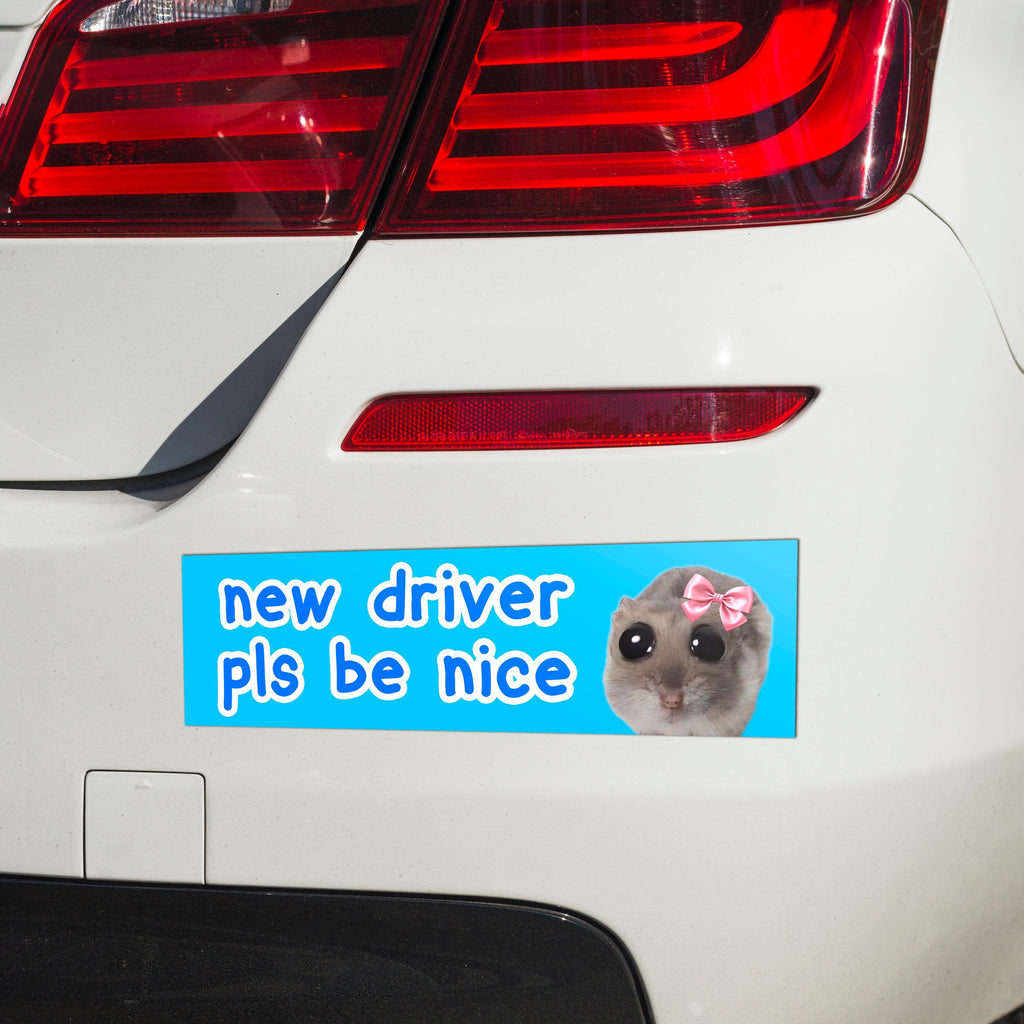 "new driver pls be nice" Rat Car Bumper Magnet