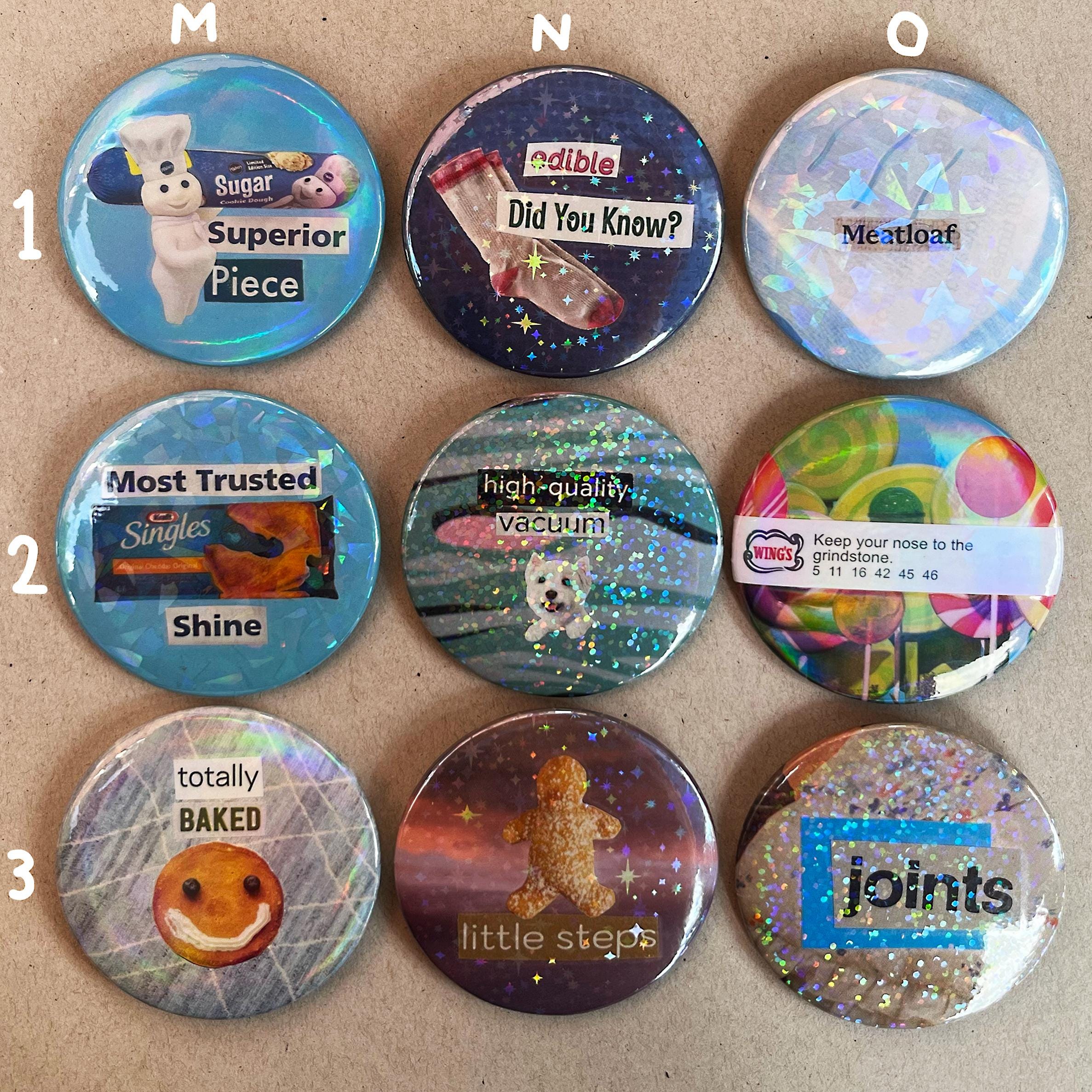 Collage Buttons 2.25 inch Handmade Original Pinback Buttons