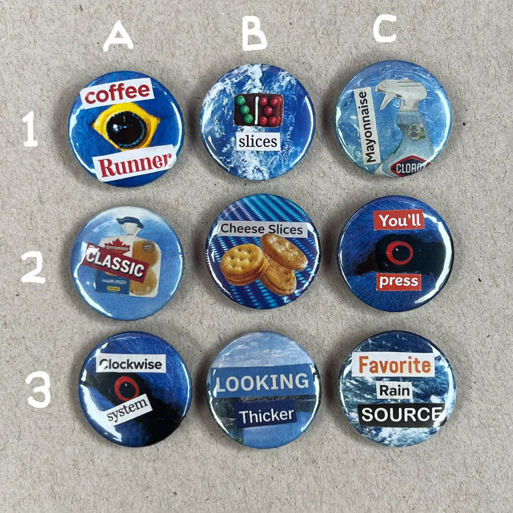 Collage Buttons 1 inch Handmade Original Pinback Buttons