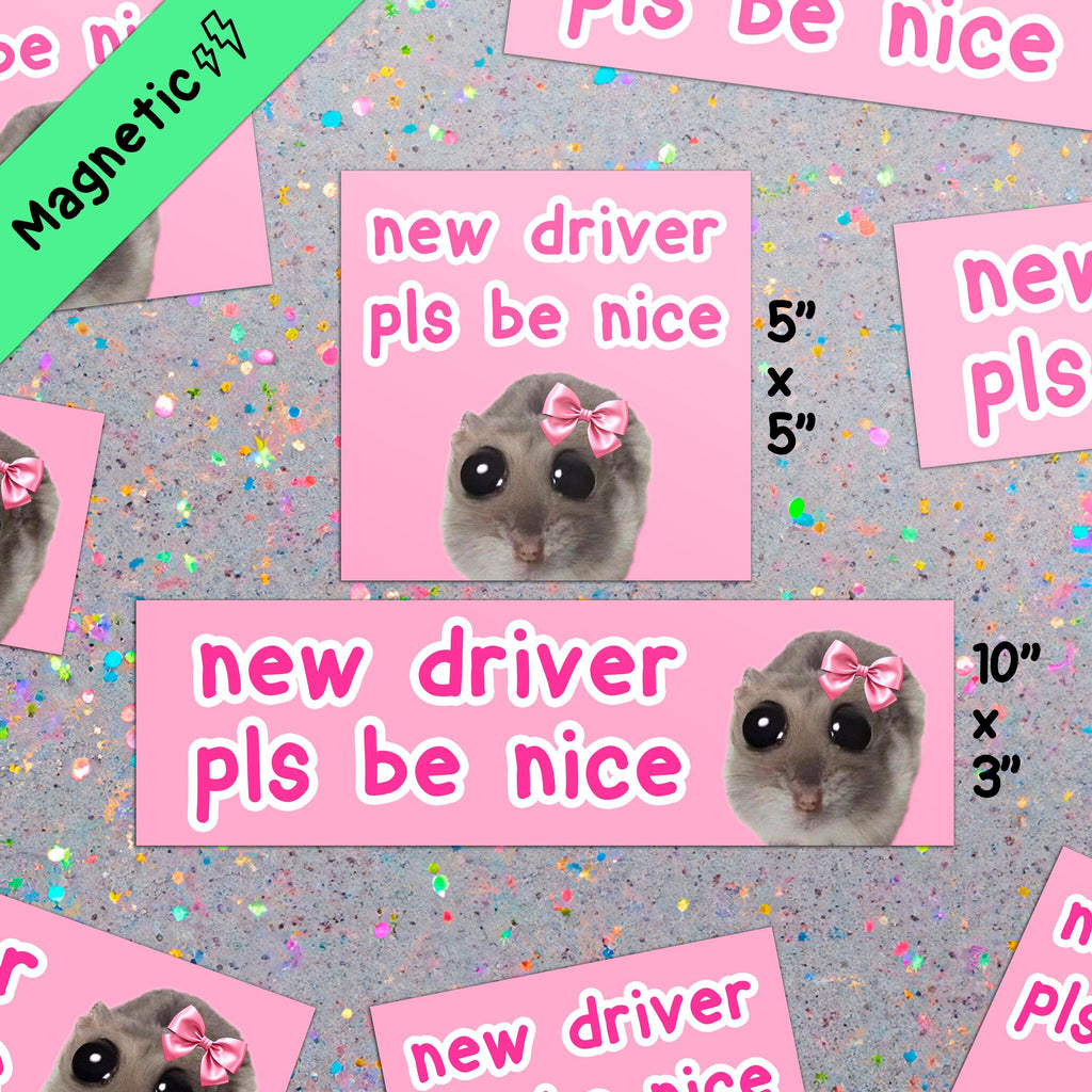 "new driver pls be nice" Rat Car Bumper Magnet
