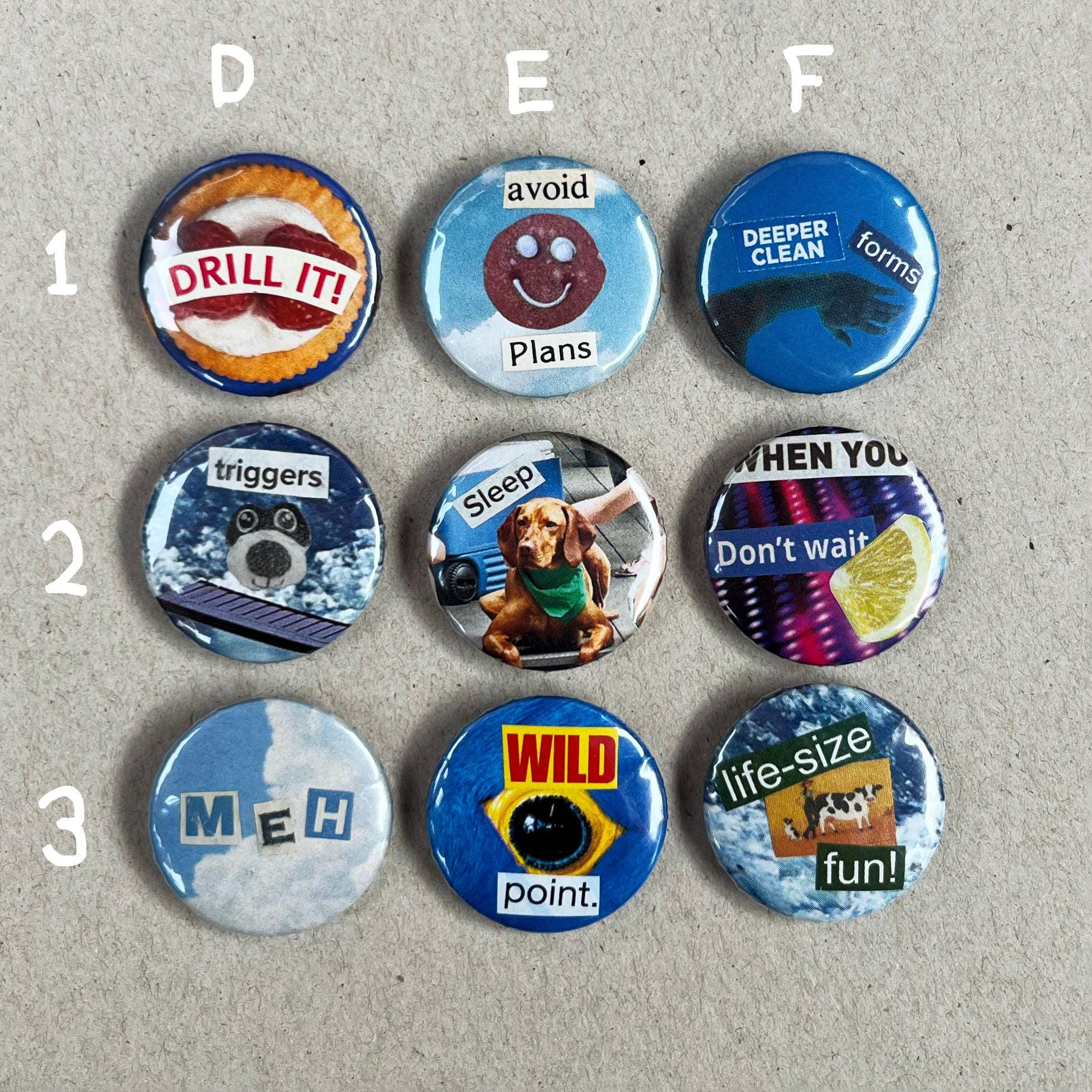 Collage Buttons 1 inch Handmade Original Pinback Buttons