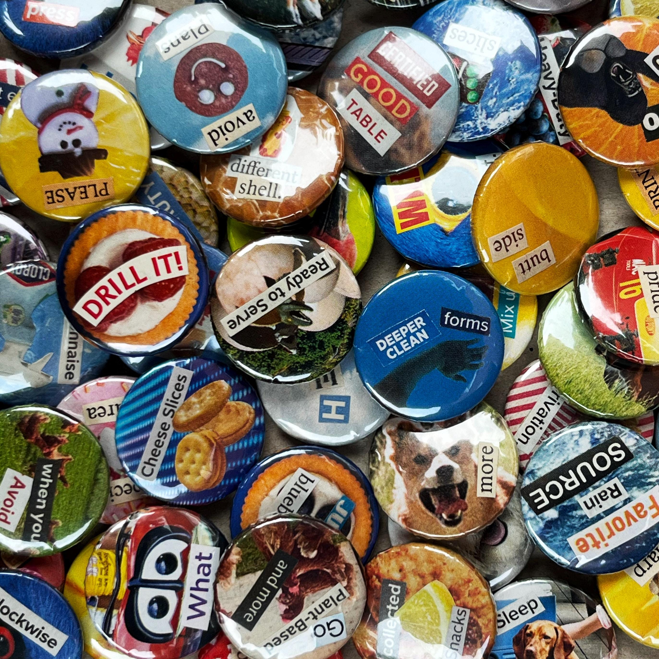 Collage Buttons 1 inch Handmade Original Pinback Buttons