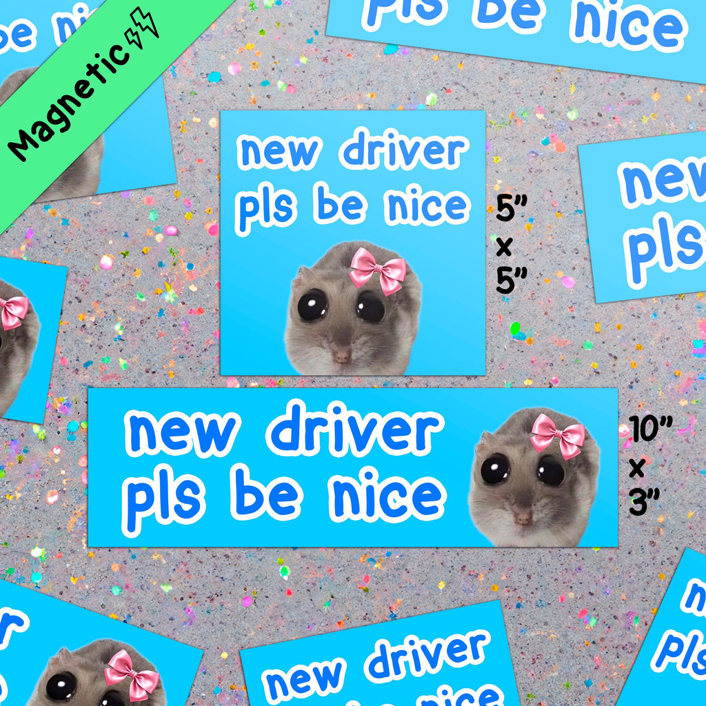 "new driver pls be nice" Rat Car Bumper Magnet