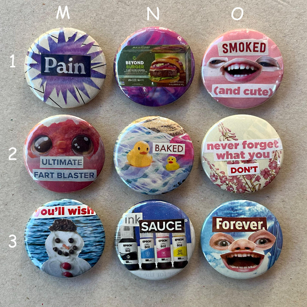 Collage Buttons 1.25 inch Handmade Original Pinback Buttons