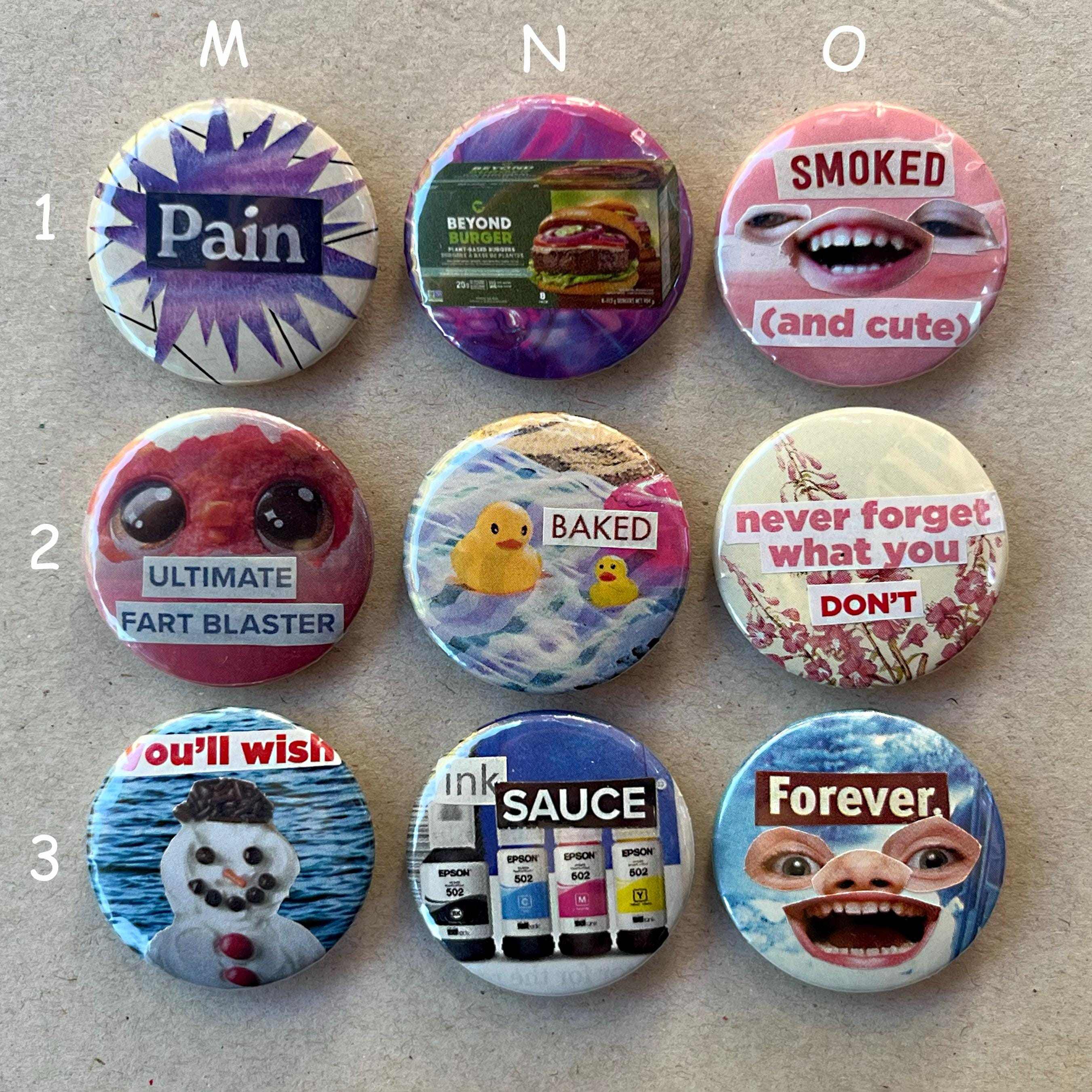 Collage Buttons 1.25 inch Handmade Original Pinback Buttons