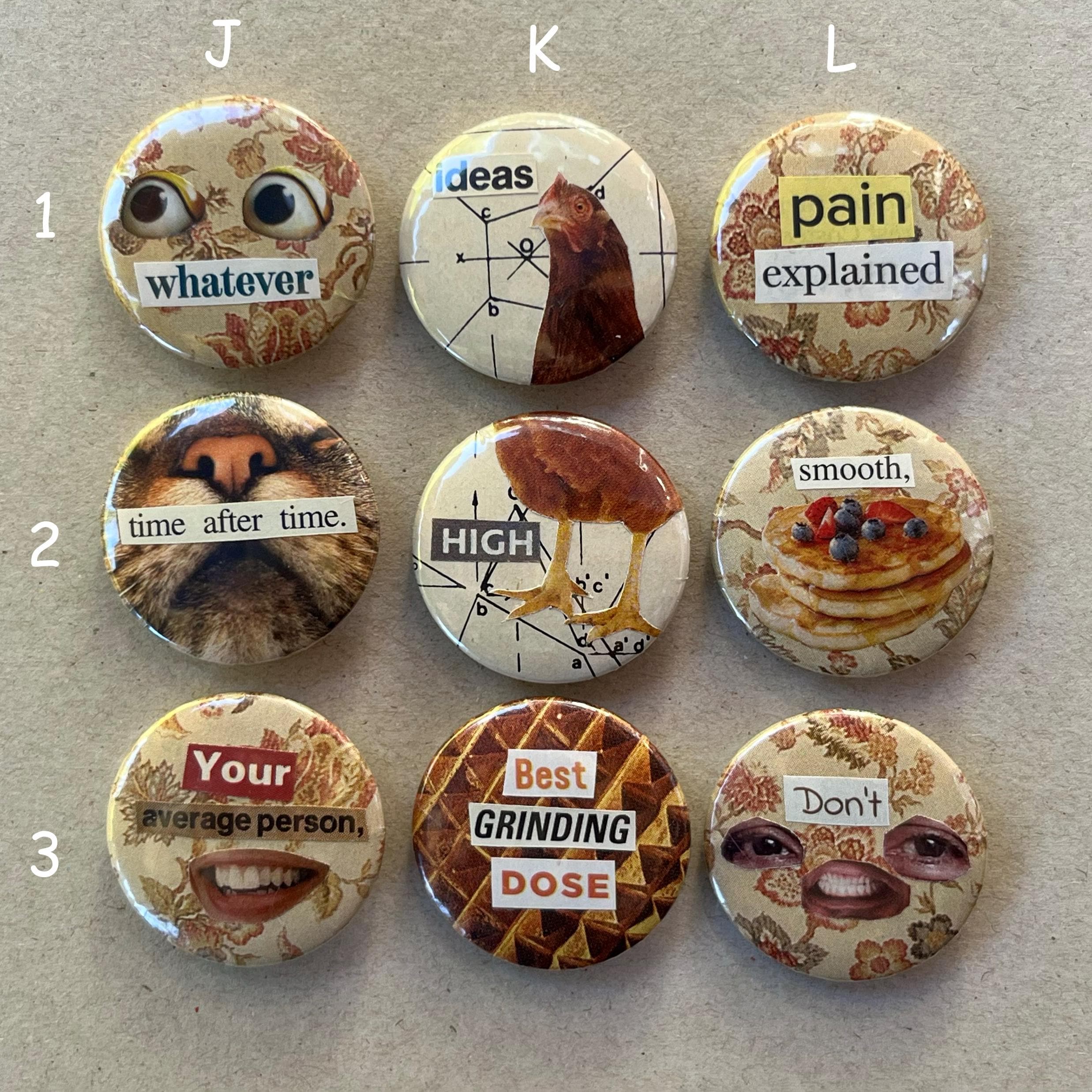 Collage Buttons 1.25 inch Handmade Original Pinback Buttons