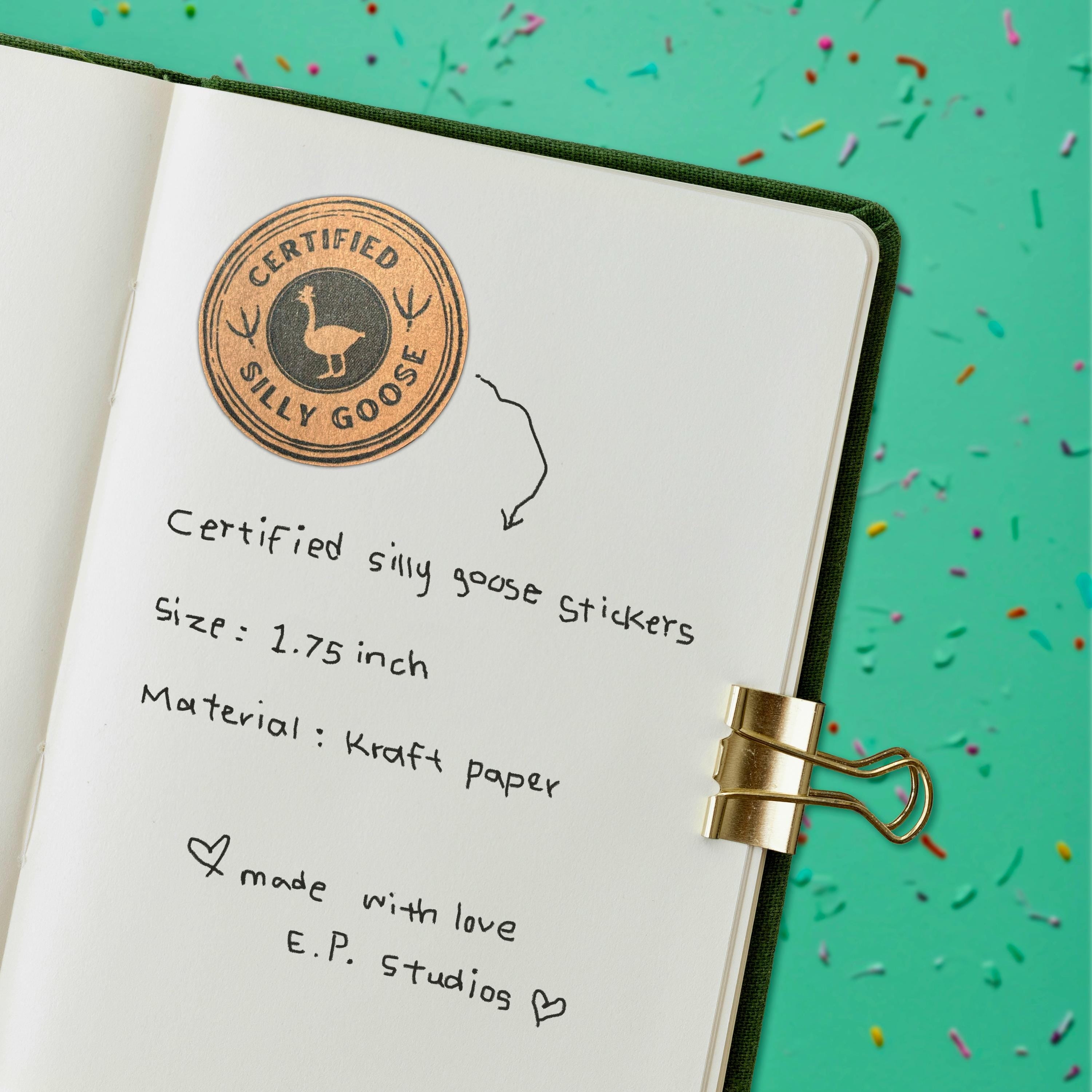 "Certified Silly Goose" Kraft Sticker Pack of 5