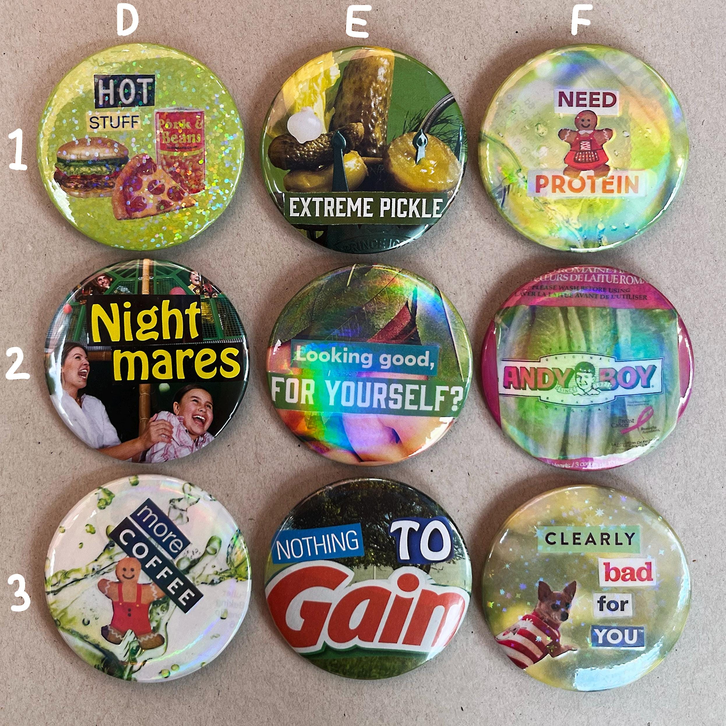 Collage Buttons 2.25 inch Handmade Original Pinback Buttons