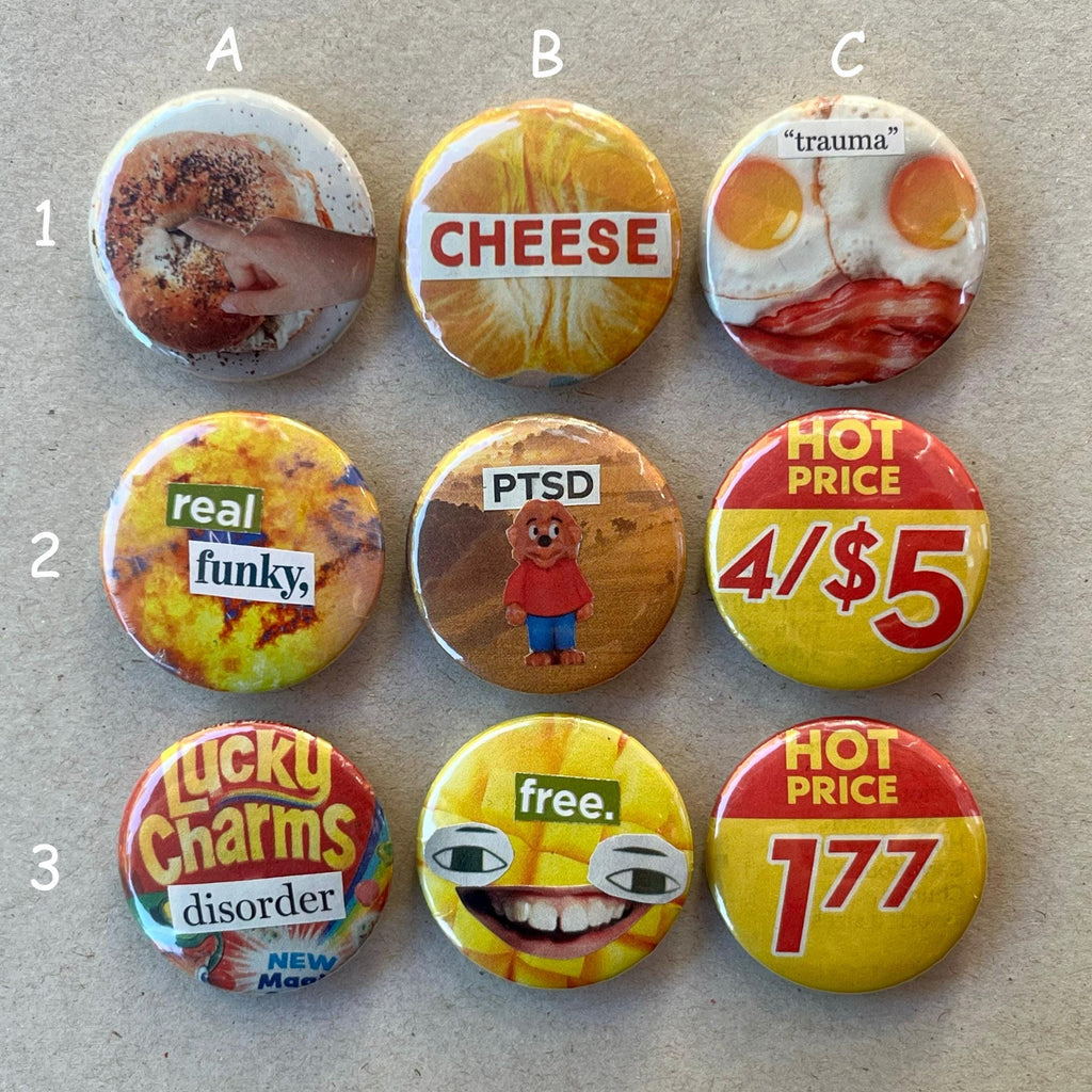Collage Buttons 1.25 inch Handmade Original Pinback Buttons