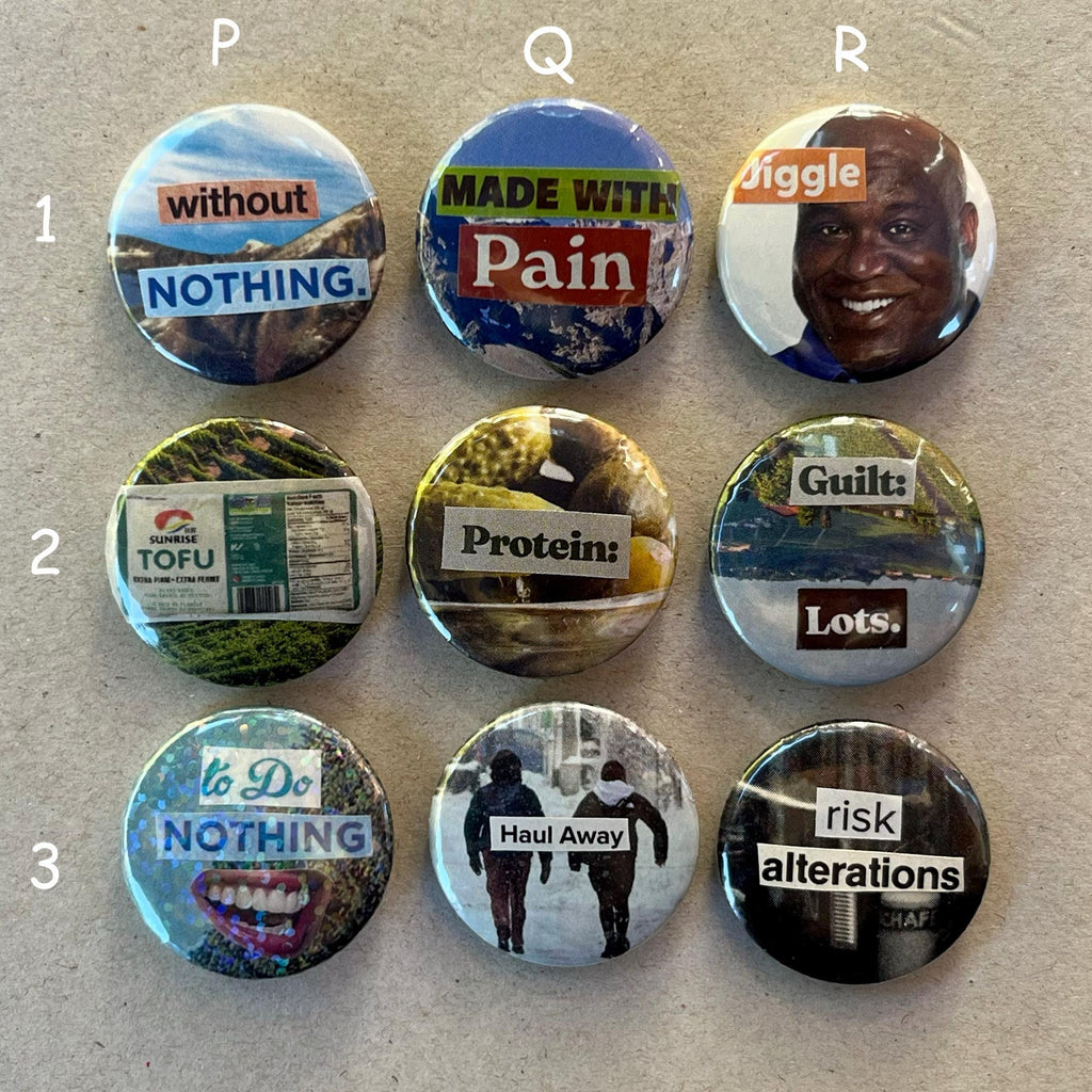Collage Buttons 1.25 inch Handmade Original Pinback Buttons