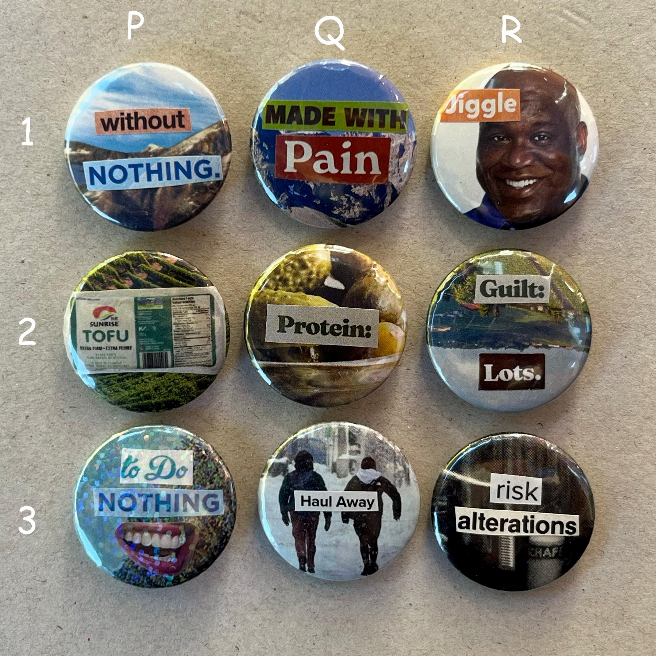 Collage Buttons 1.25 inch Handmade Original Pinback Buttons