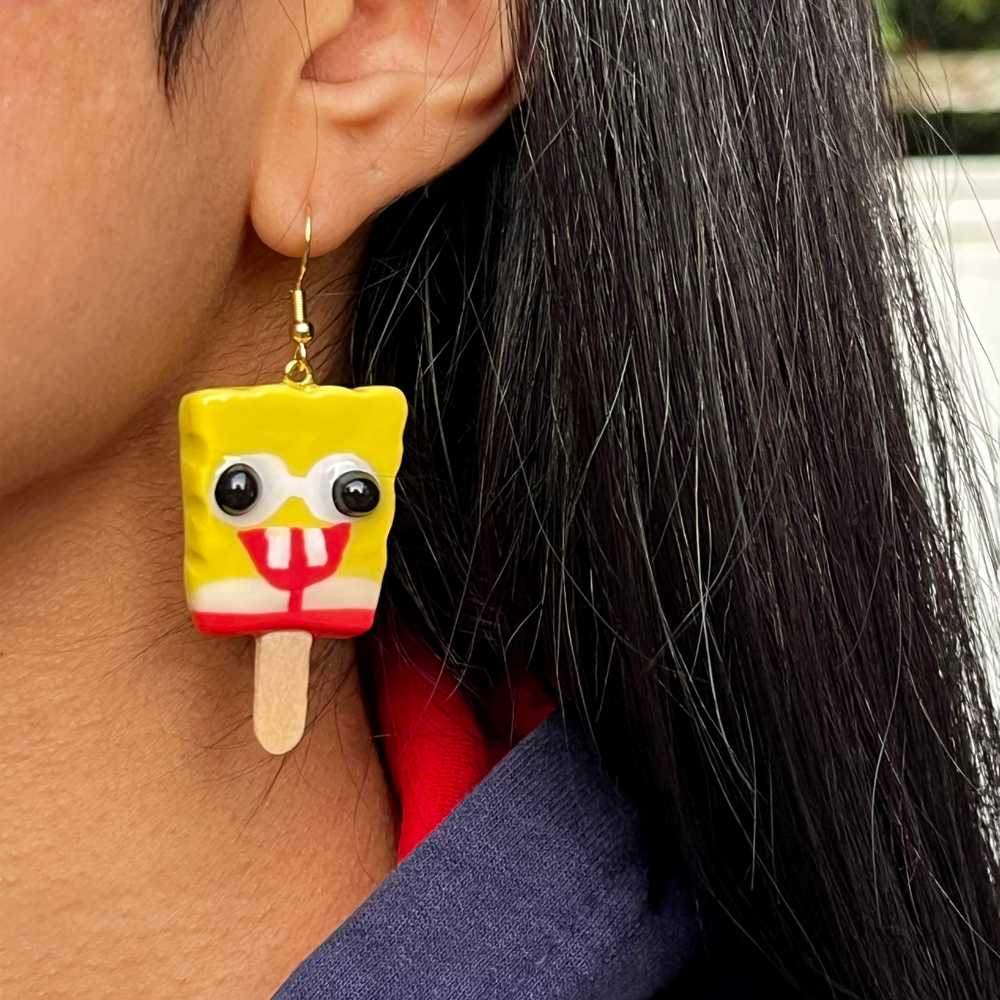 Sponge Guy Popsicle Earrings