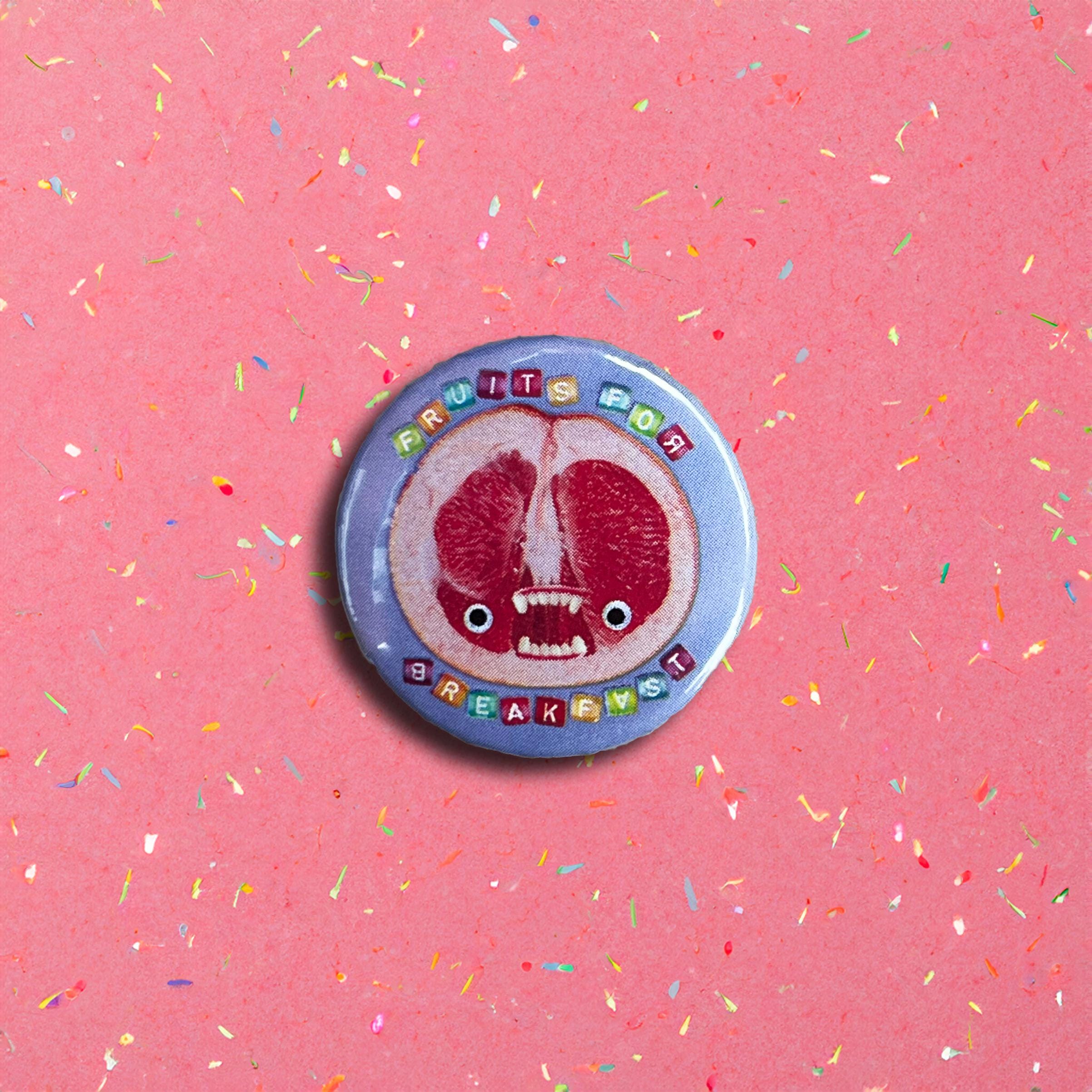Fruit & Veggie Collage Pinback Button Set