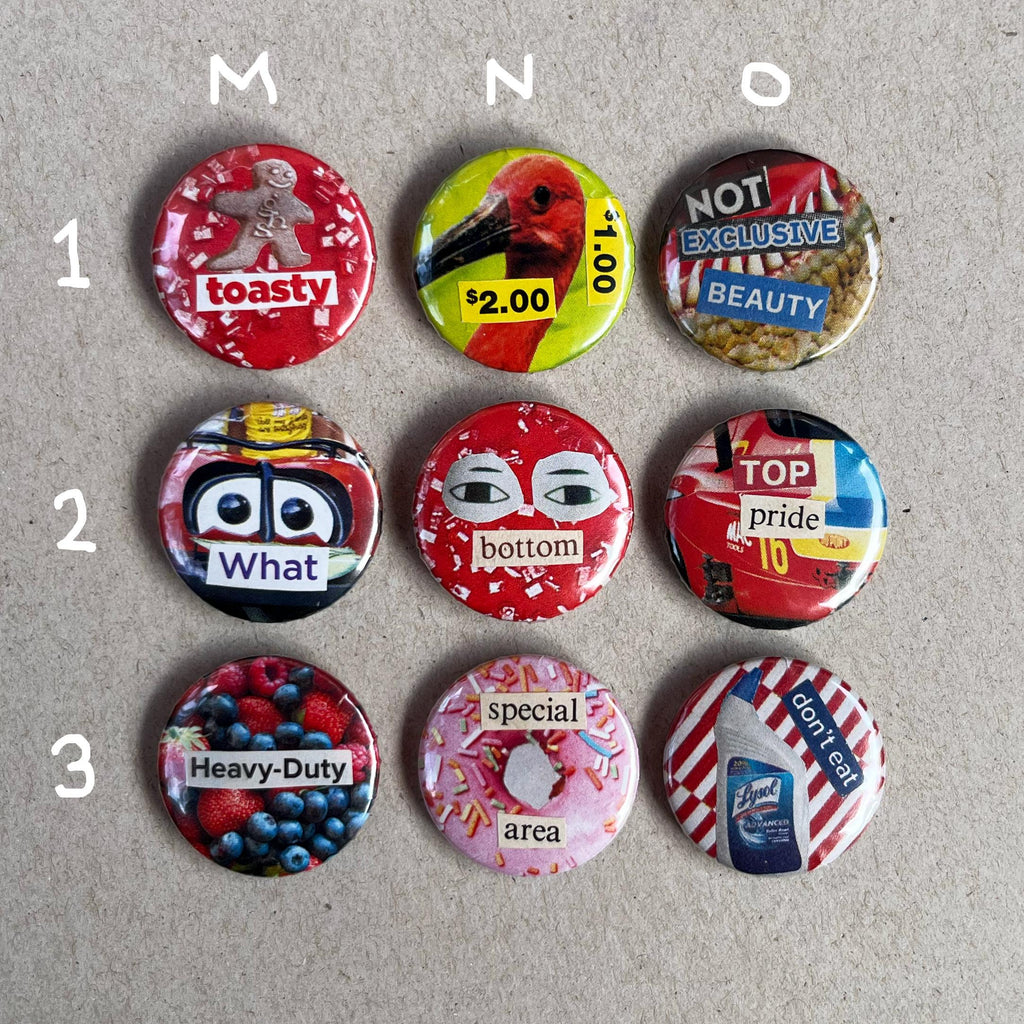 Collage Buttons 1 inch Handmade Original Pinback Buttons
