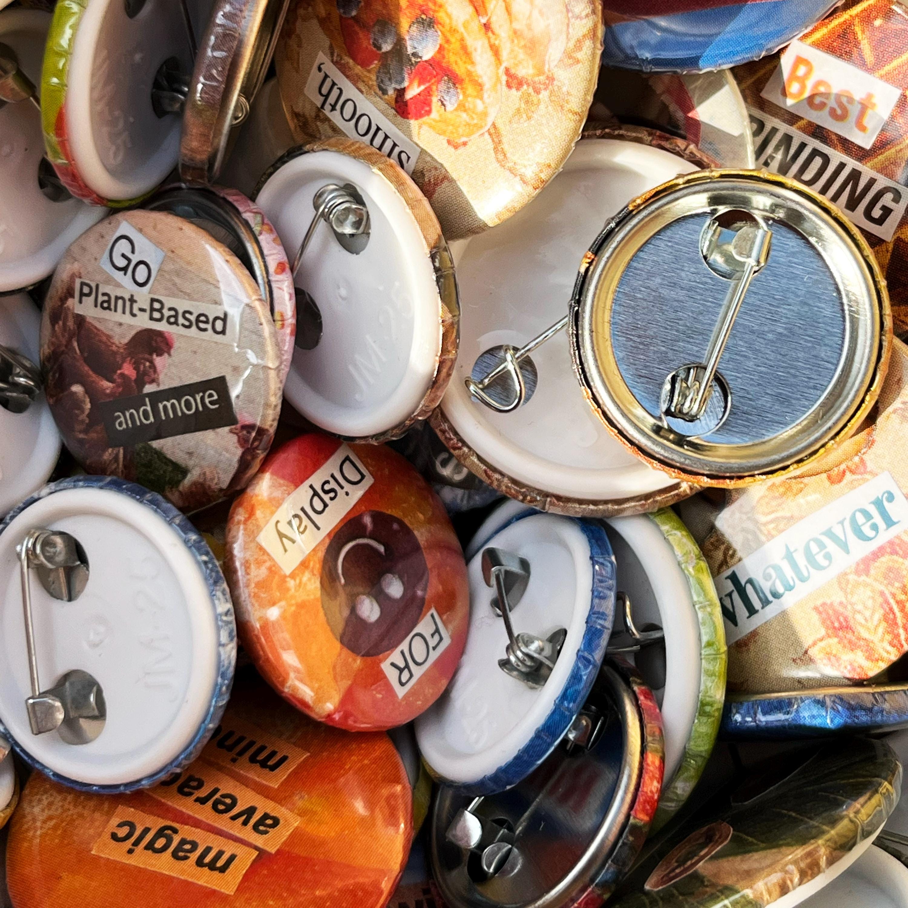 Collage Buttons 1.25 inch Handmade Original Pinback Buttons