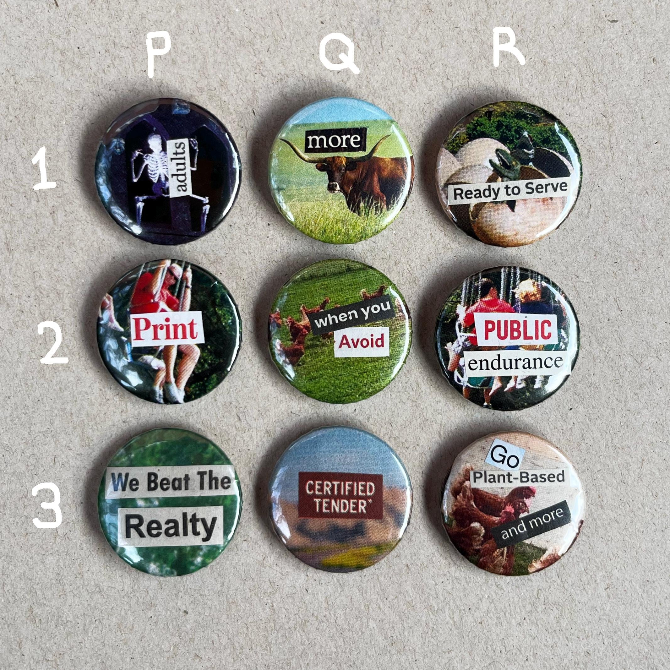 Collage Buttons 1 inch Handmade Original Pinback Buttons