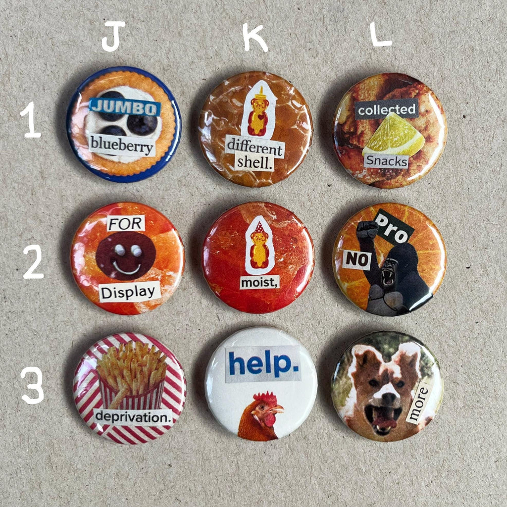 Collage Buttons 1 inch Handmade Original Pinback Buttons